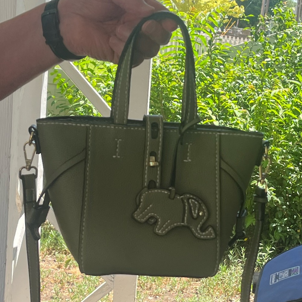 Olive Green Leather Tote Bag